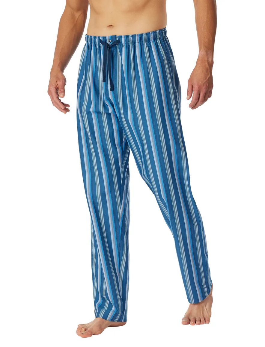 Schiesser pyjamabroek blauw gestreept katoen