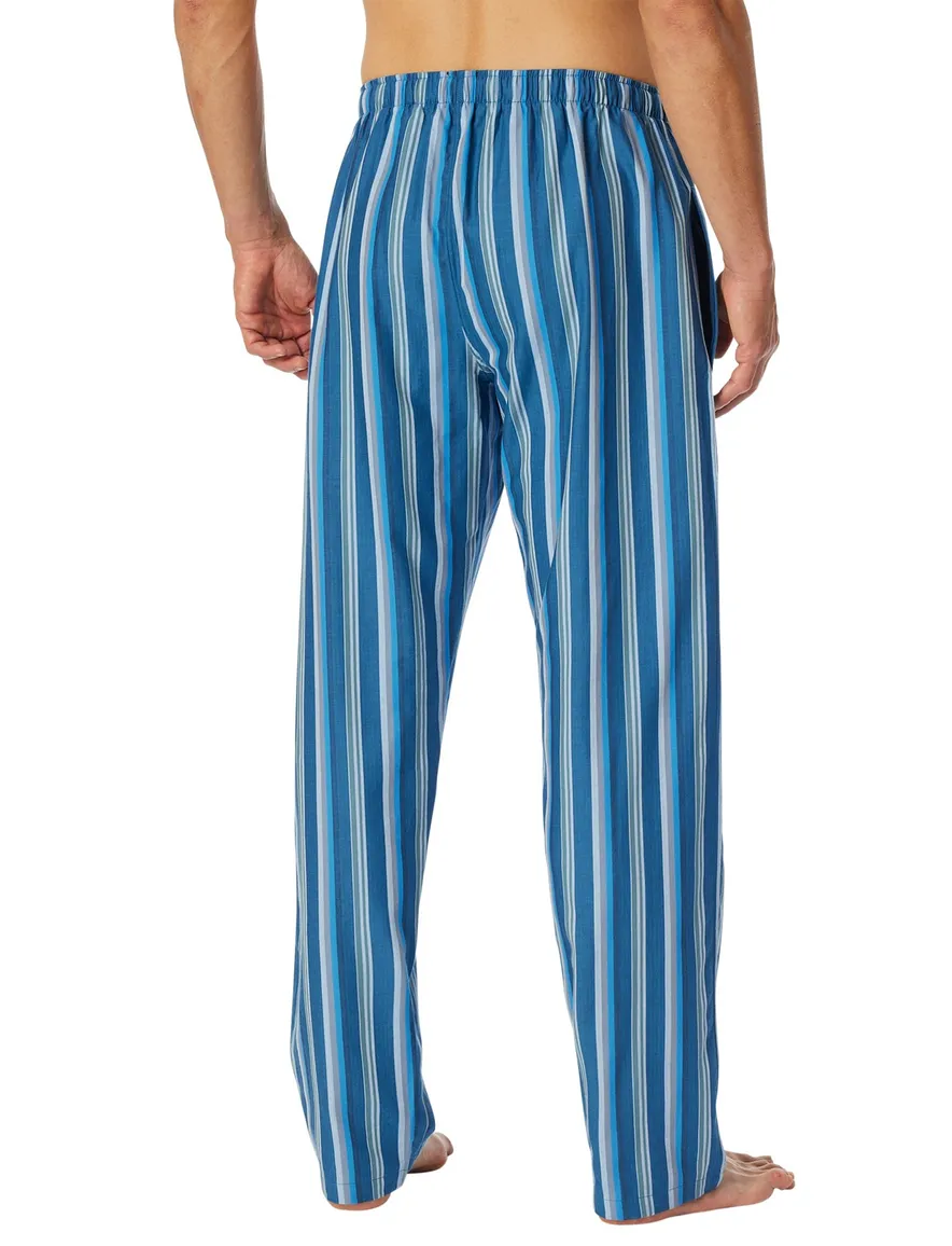 Schiesser pyjamabroek blauw gestreept katoen