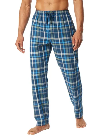 Schiesser Schiesser pyjamabroek blauw geruit katoen