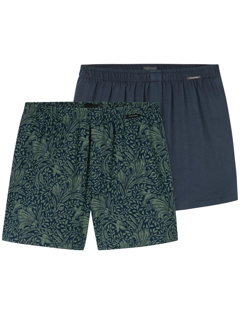 Schiesser boxershorts 2-pack navy-groen