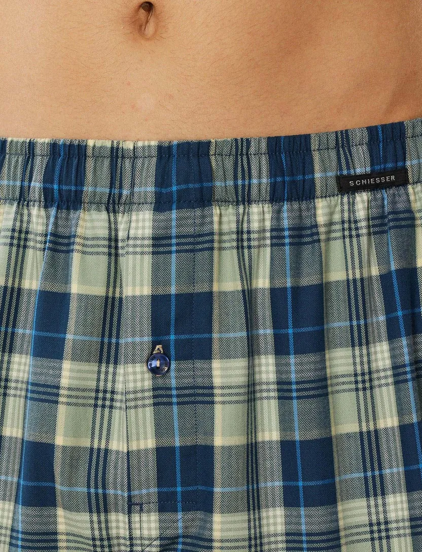 Schiesser boxershorts 2-pack groen katoen