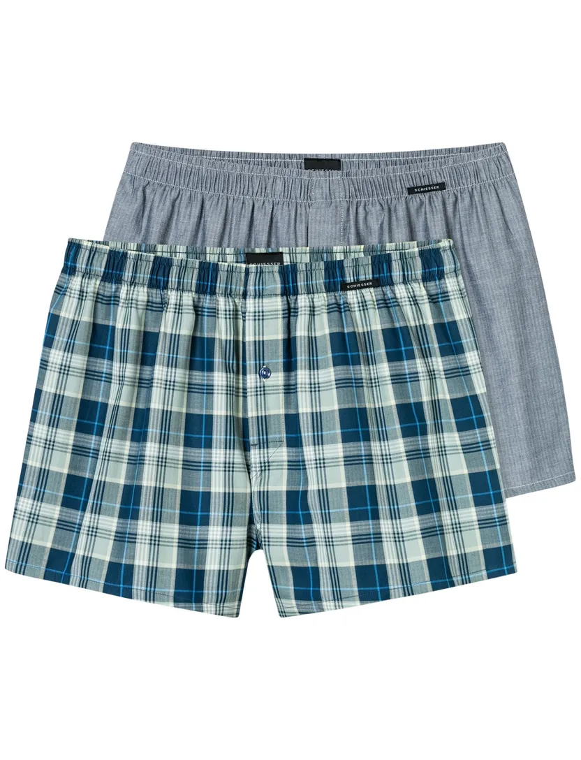 Schiesser boxershorts 2-pack groen katoen