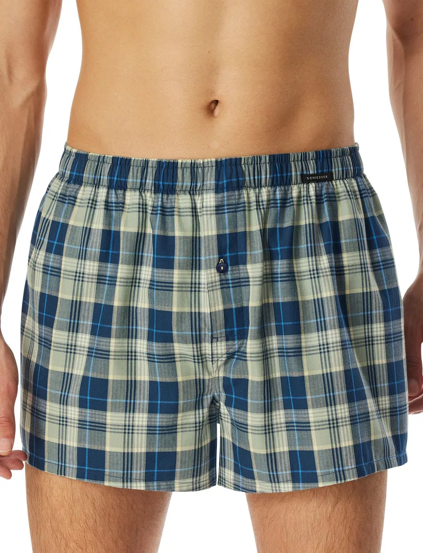 Schiesser boxershorts 2-pack groen katoen
