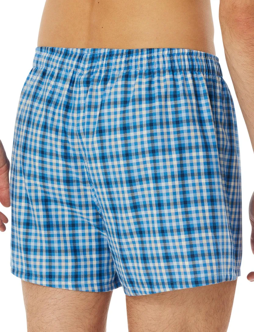 Schiesser boxershorts 2-pack blauw-navy geruit