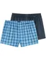 Schiesser boxershorts 2-pack blauw-navy geruit