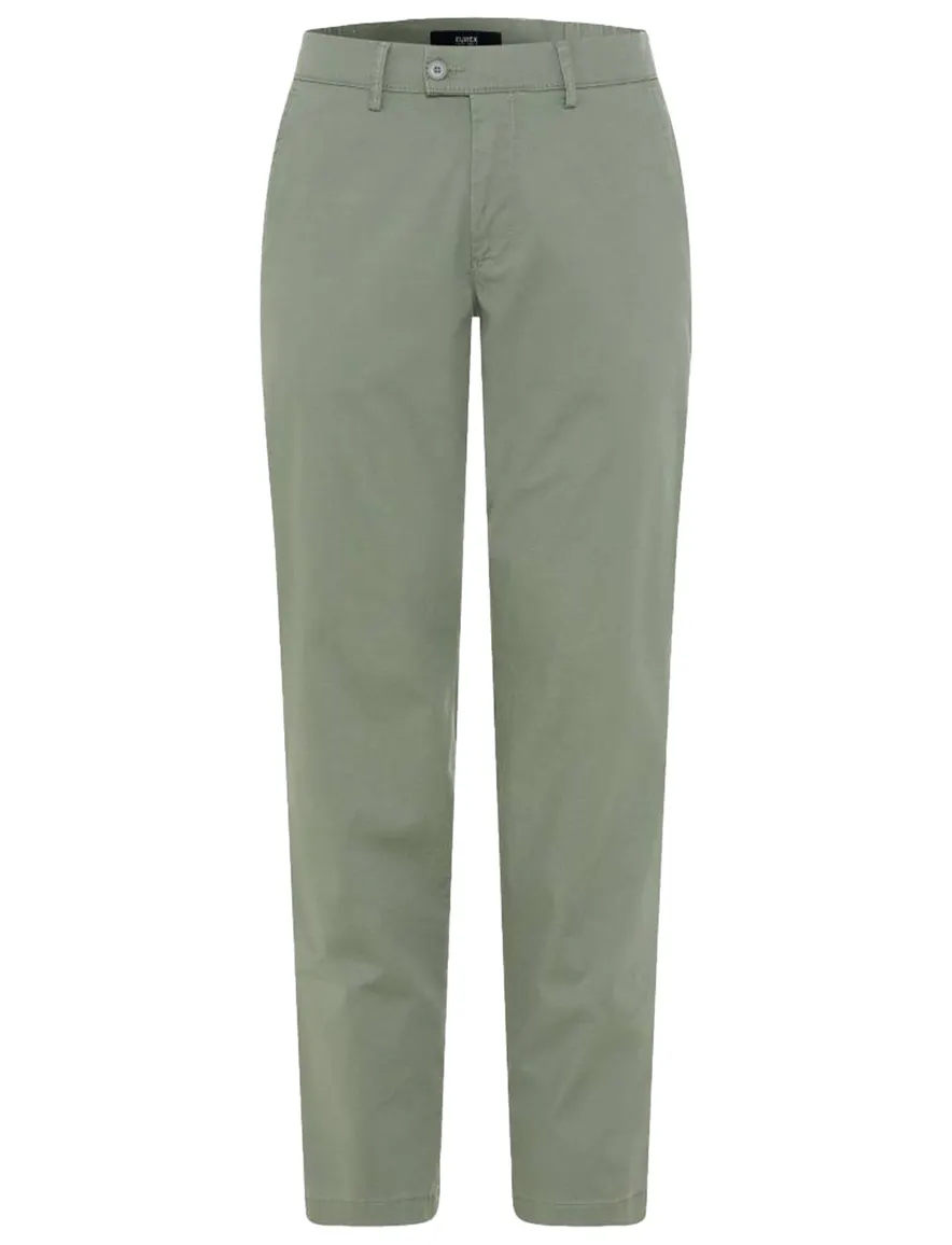 Eurex pantalon groen effen normale fit katoen