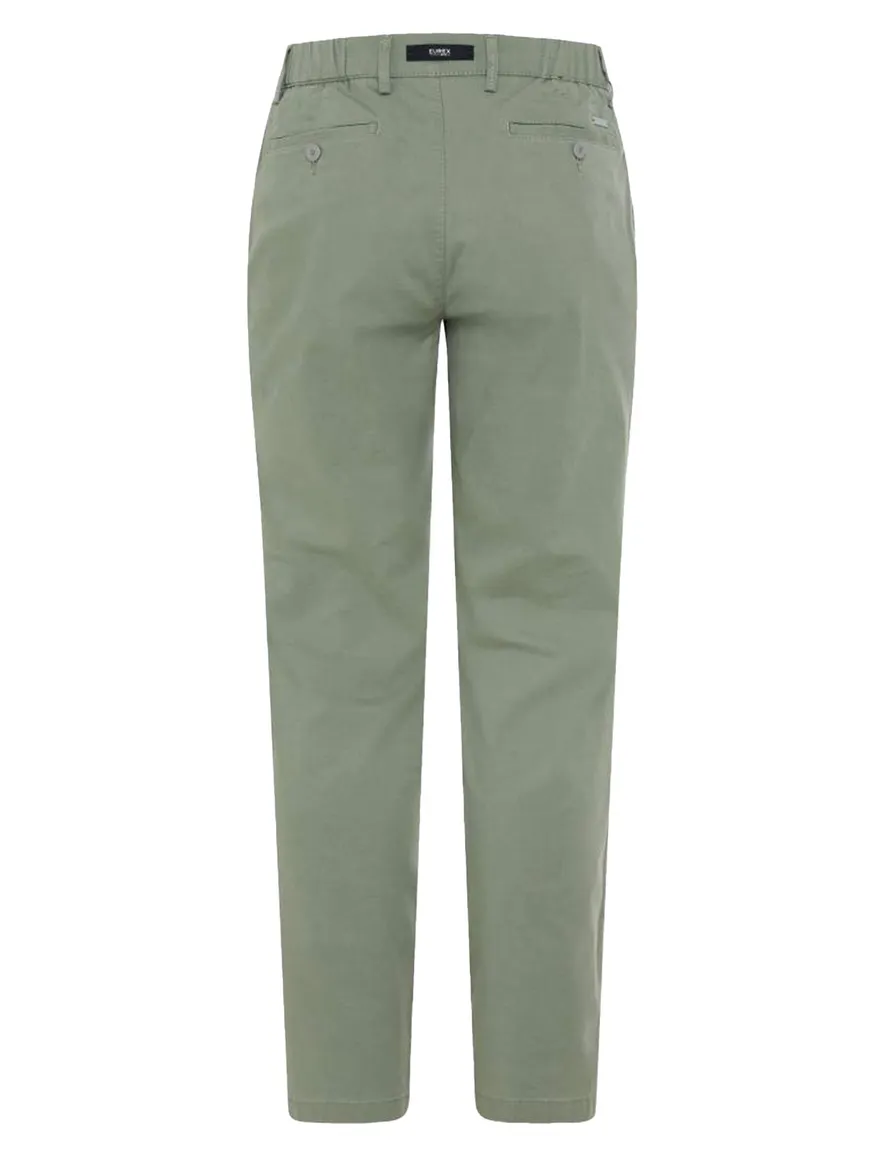 Eurex pantalon groen effen normale fit katoen