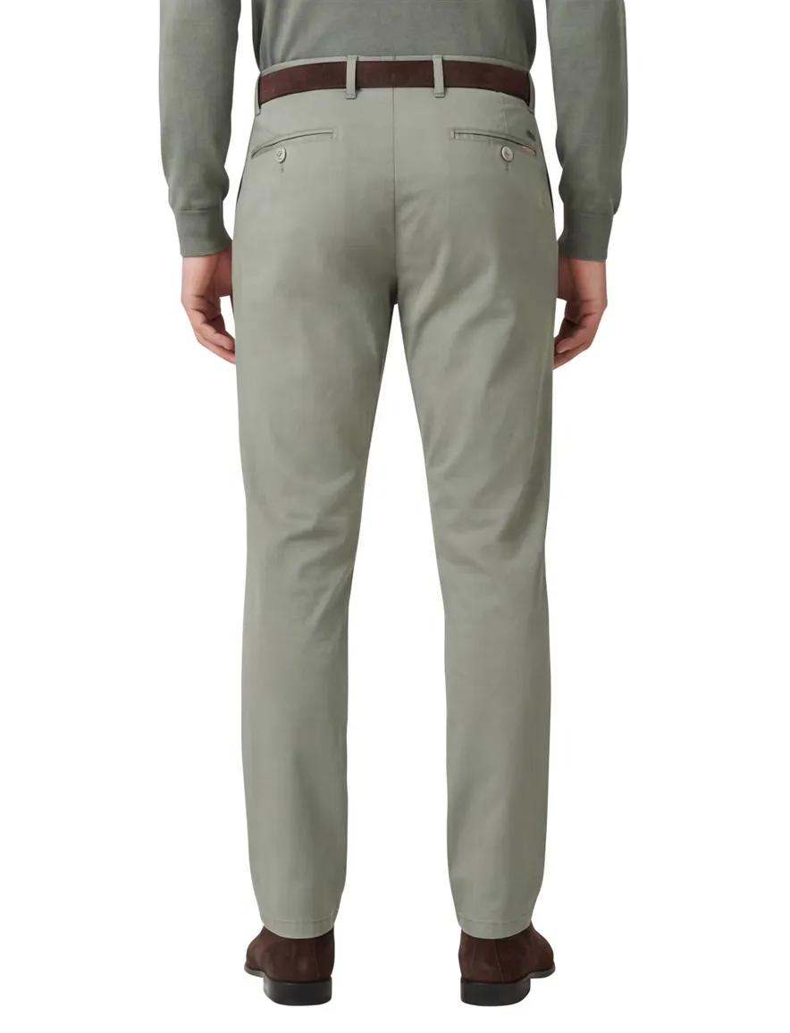 Eurex pantalon groen effen normale fit katoen