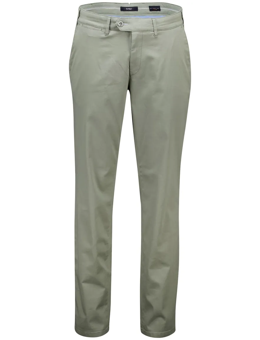 Eurex pantalon groen effen katoen normale fit