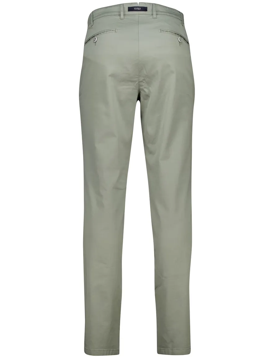 Eurex pantalon groen effen katoen normale fit