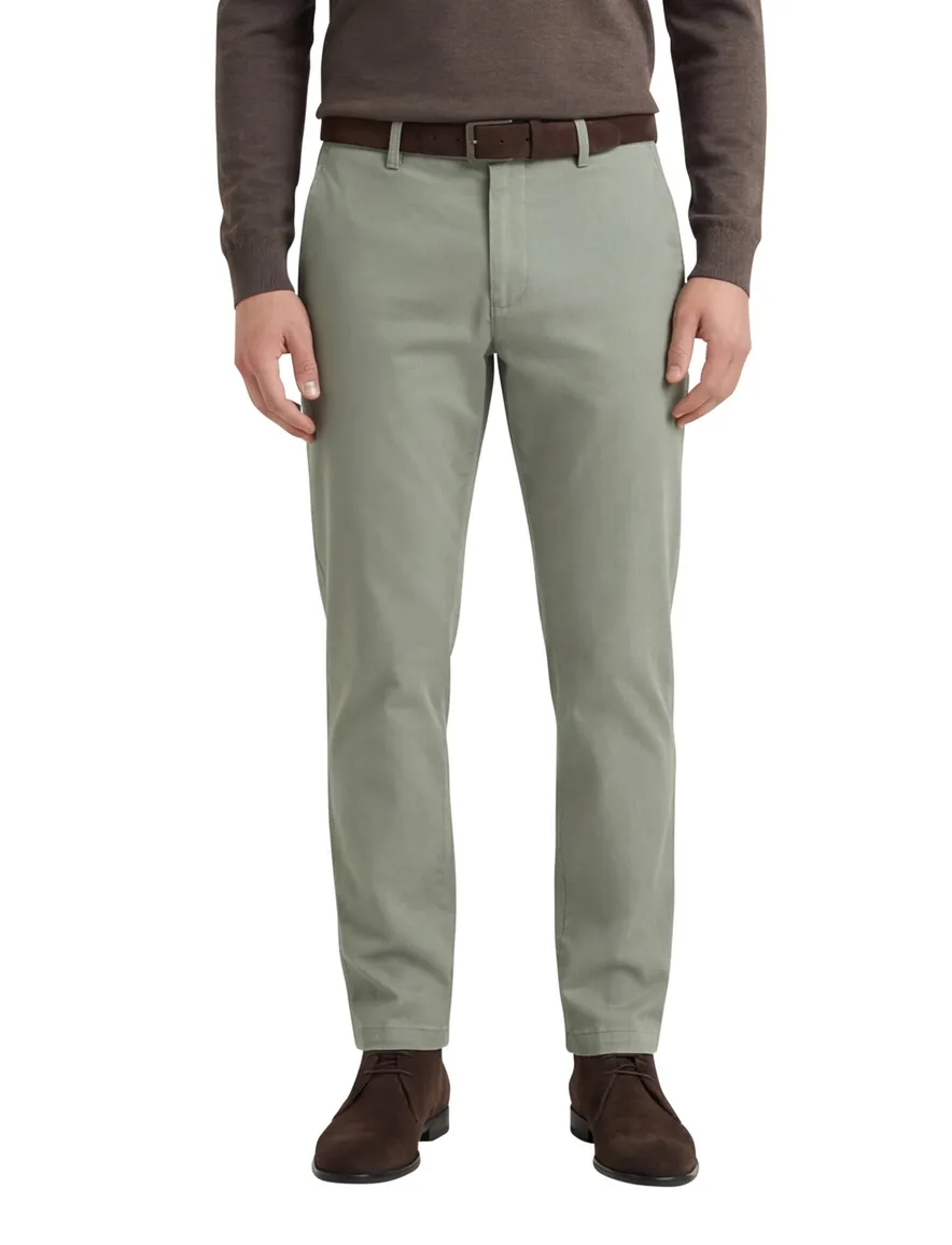 Eurex pantalon groen effen katoen normale fit