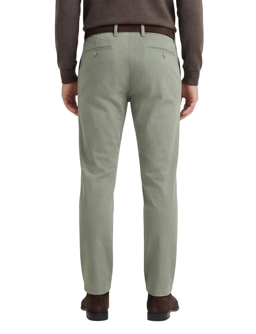 Eurex pantalon groen effen katoen normale fit