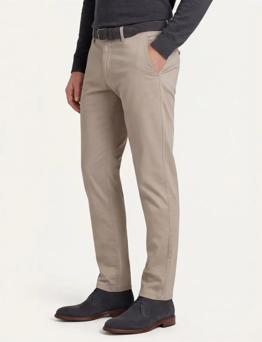 Eurex Pantalon beige Joe regular fit flatfront