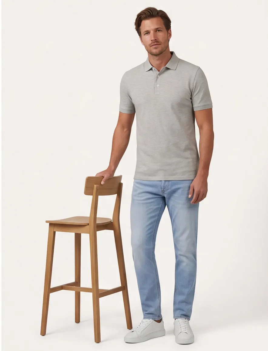 Cavallaro Bavone polo grijs gemeleerd katoen slim fit