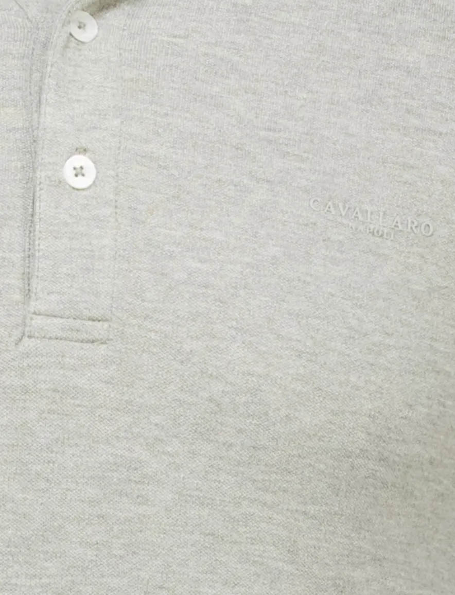Cavallaro Bavone polo grijs gemeleerd katoen slim fit