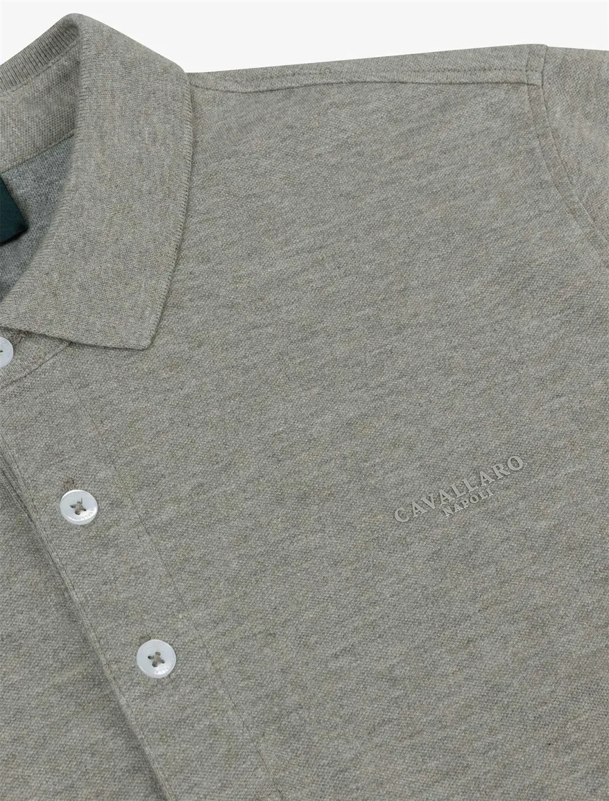 Cavallaro Bavone poloshirt groen gemeleerd katoen slim fit