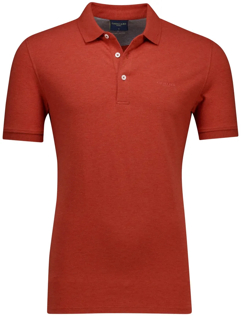 katoenen Cavallaro Bavone Melange polo oranje slim fit