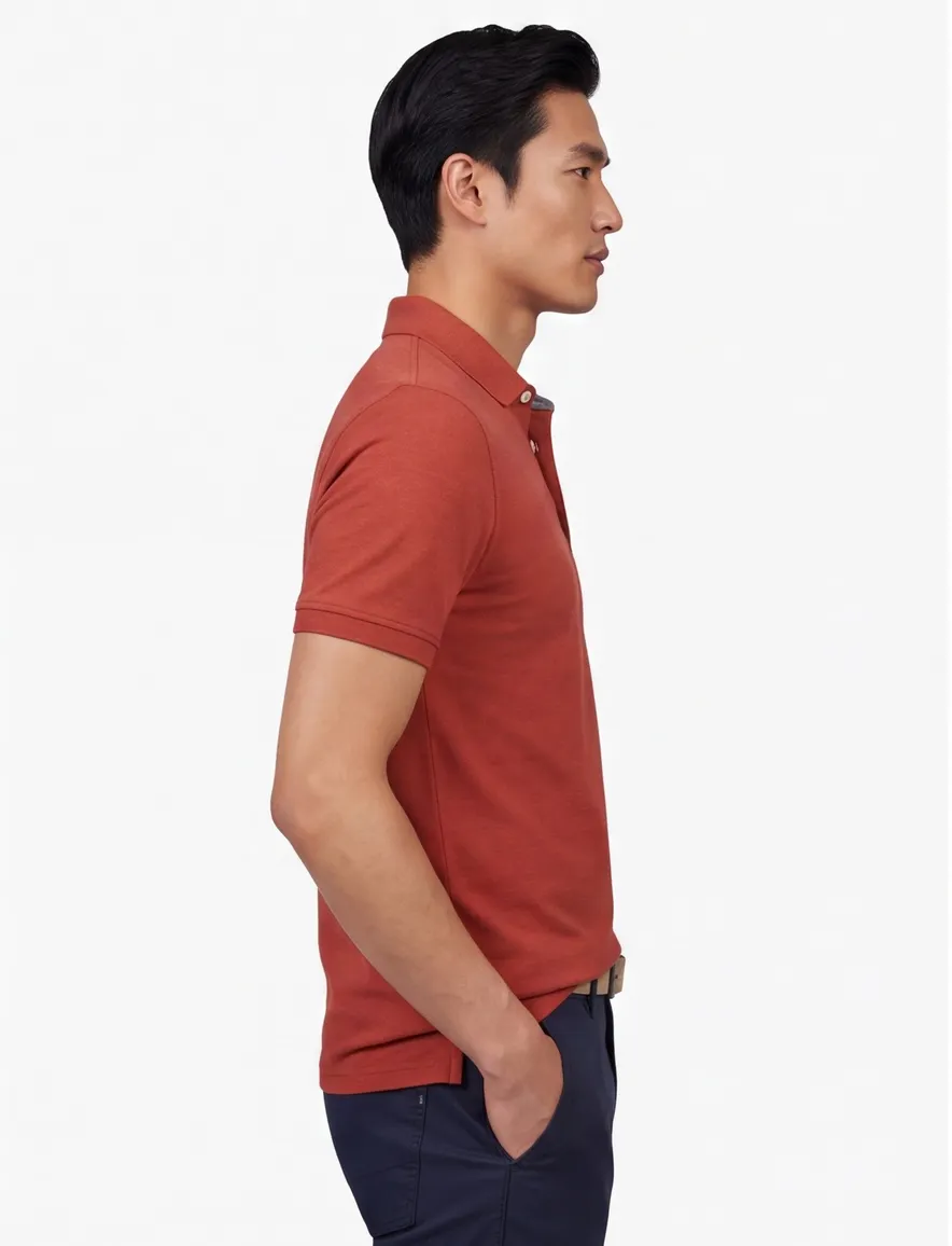 Cavallaro Bavone Melange polo oranje 3-knoops