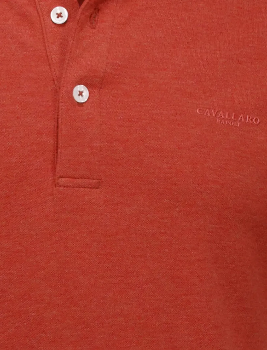 Cavallaro Bavone Melange polo oranje 3-knoops katoen slim fit