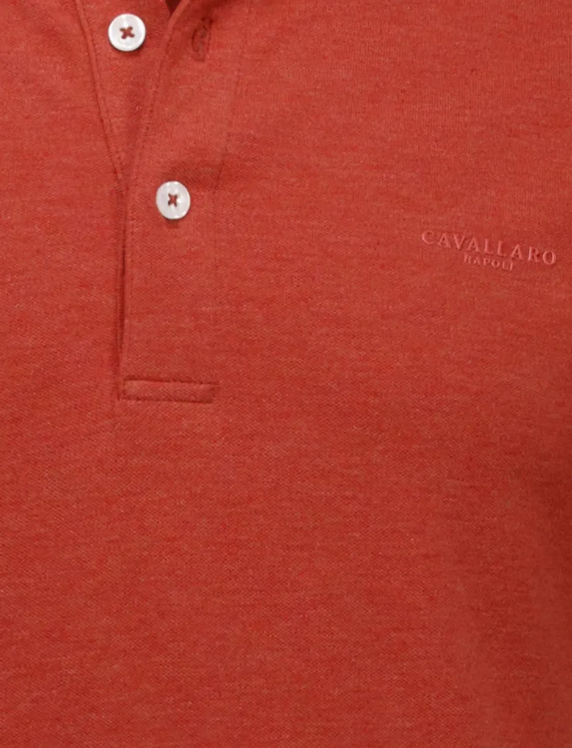 katoenen Cavallaro Bavone Melange polo oranje slim fit