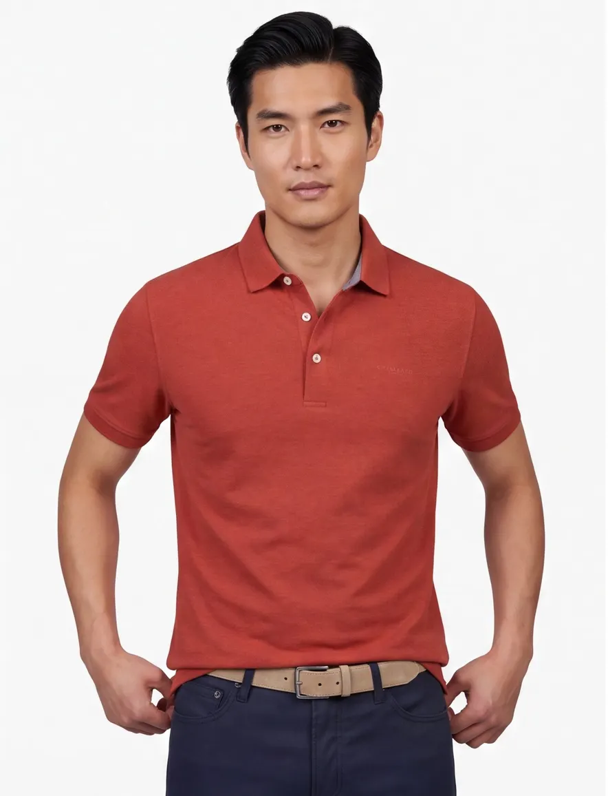 Cavallaro Bavone Melange polo oranje 3-knoops
