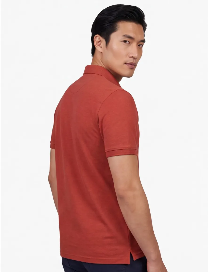 Cavallaro Bavone Melange polo oranje 3-knoops