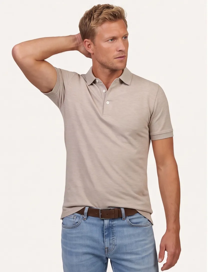 poloshirt Cavallaro bruin gemeleerd katoen
