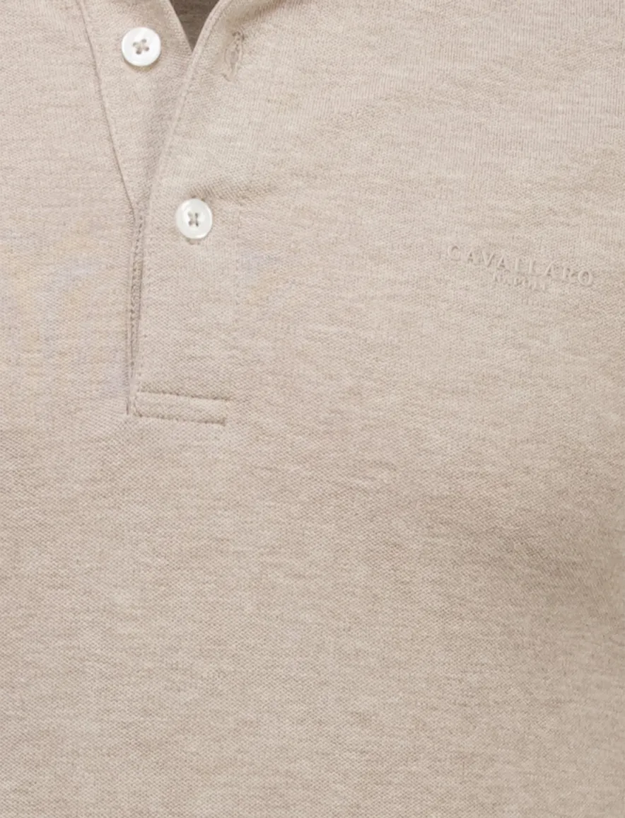 Cavallaro poloshirt bruin gemeleerd katoen slim fit