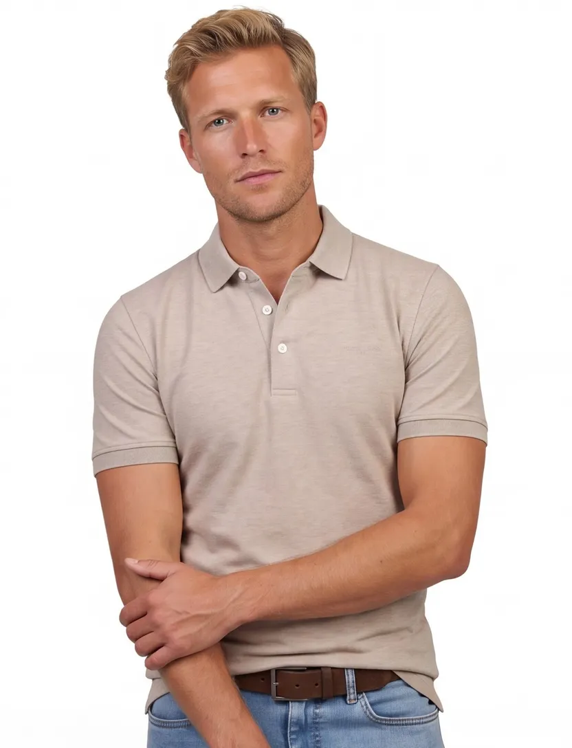 poloshirt Cavallaro bruin gemeleerd katoen