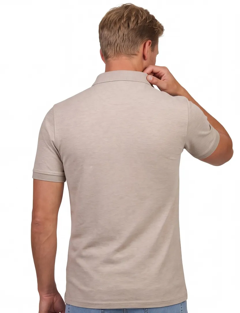 poloshirt Cavallaro bruin gemeleerd katoen