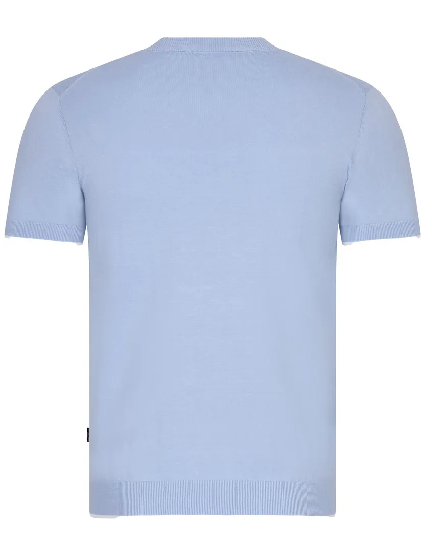 katoenen Asolo t-shirt Cavallaro effen lichtblauw slim fit