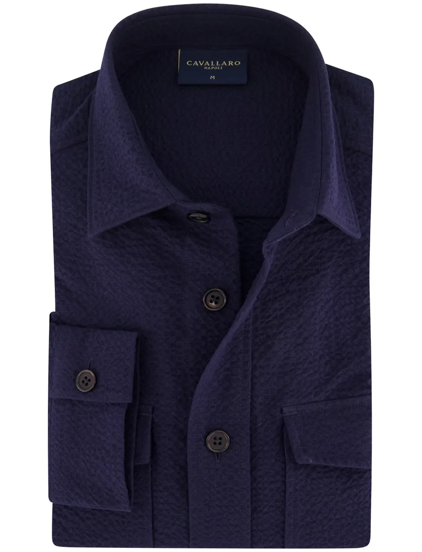 Cavallaro Barino overshirt donkerblauw effen