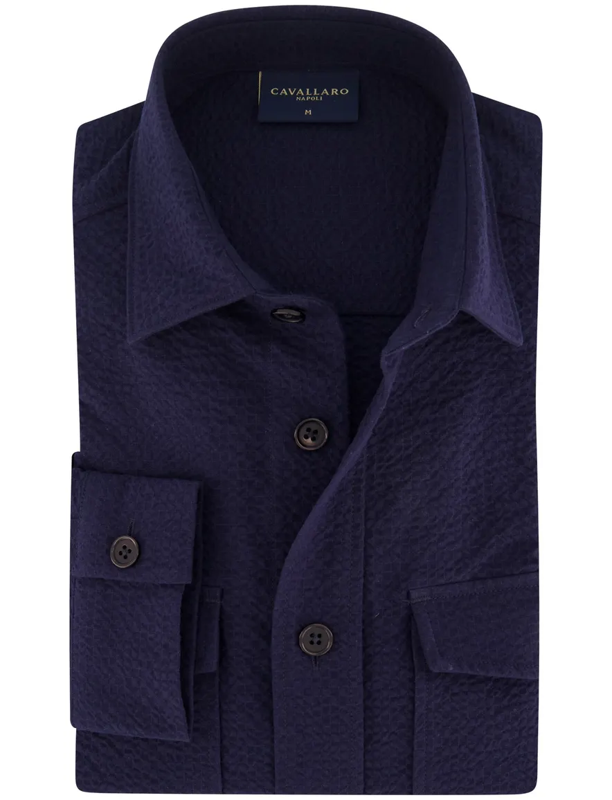 Cavallaro Barino overshirt donkerblauw lange mouw