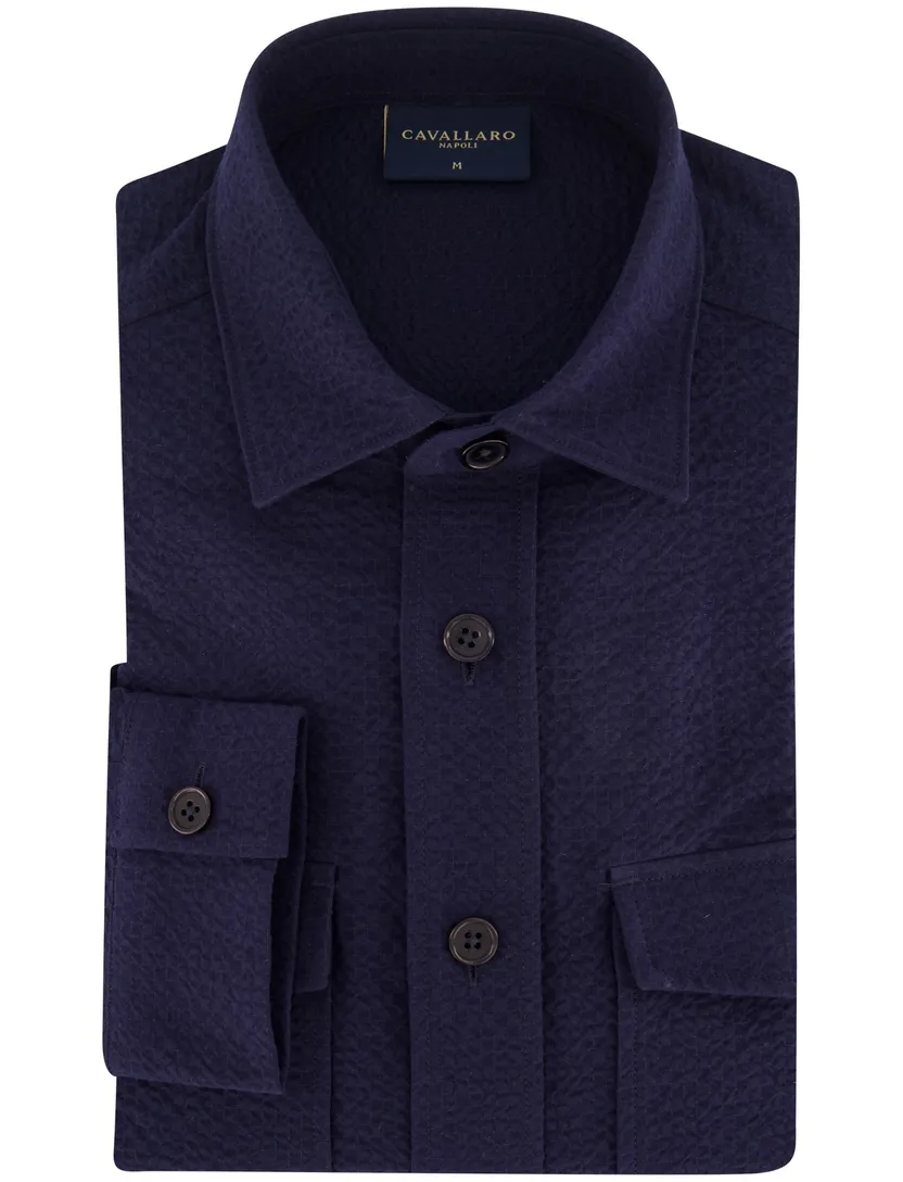 Cavallaro Barino overshirt donkerblauw effen