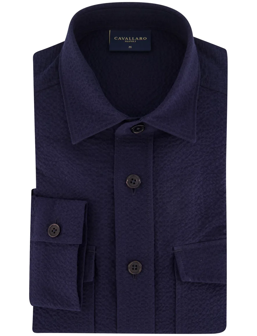 Cavallaro Barino overshirt donkerblauw lange mouw