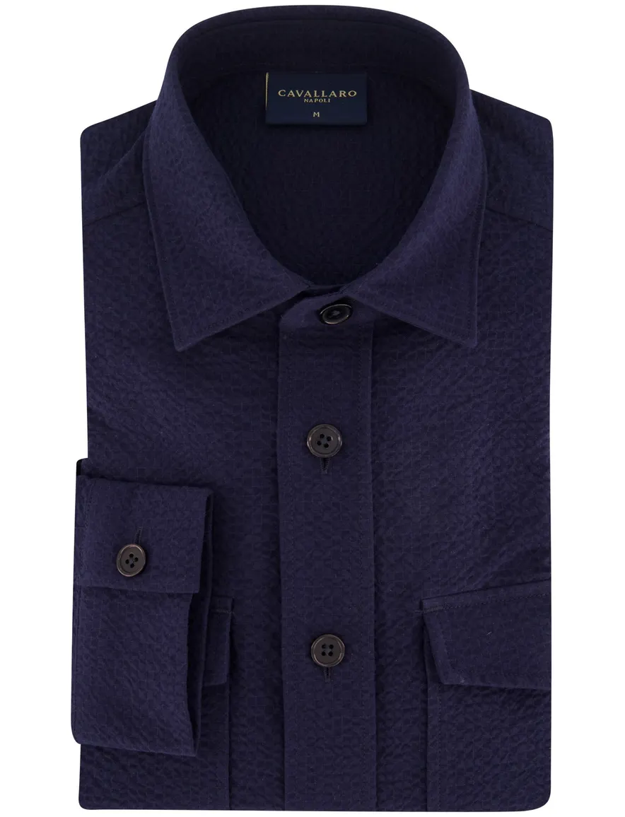 Cavallaro Barino overshirt donkerblauw lange mouw