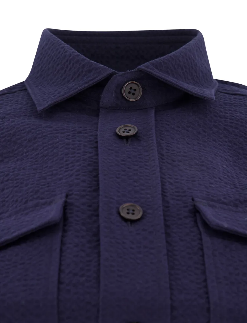Cavallaro Barino overshirt donkerblauw effen