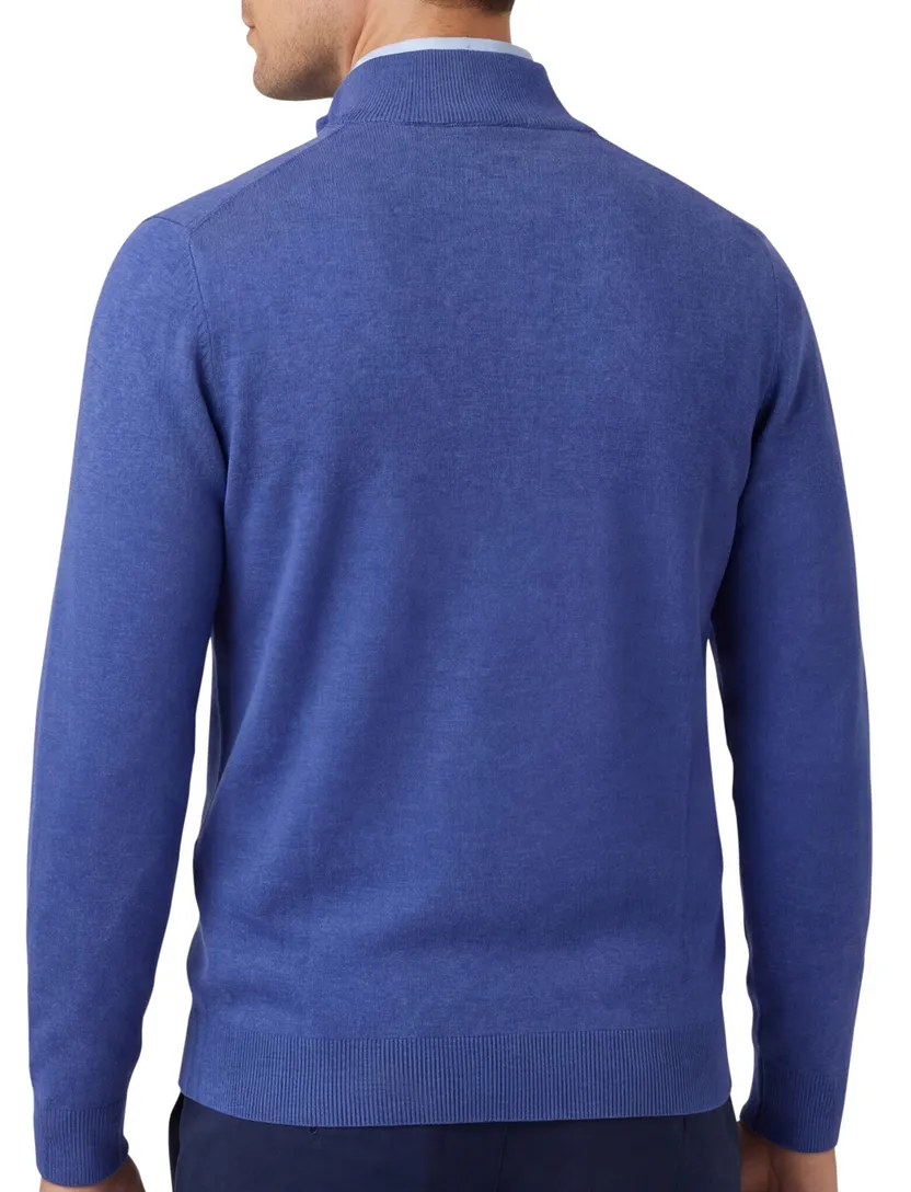Portofino Hince regular fit half zip trui blauw katoen