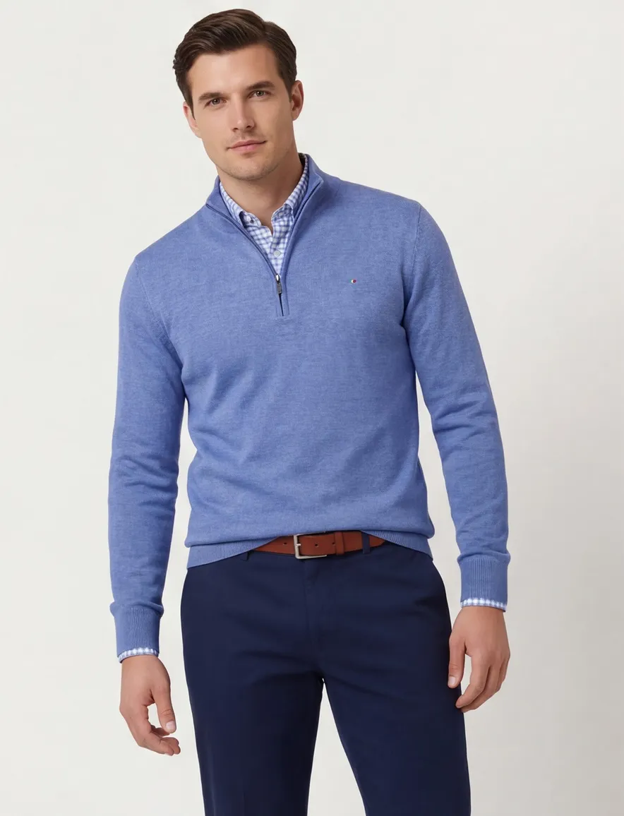 trui blauw Portofino Regular Fit