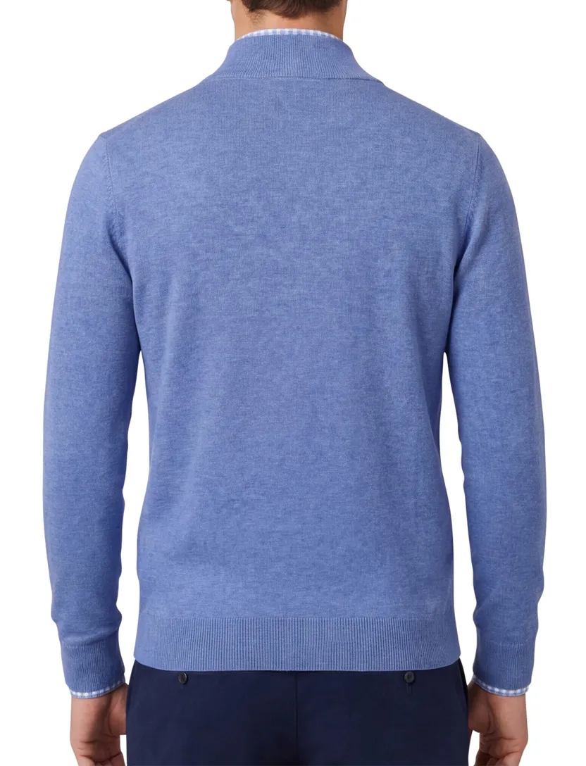 Portofino Hince regular fit half zip trui blauw