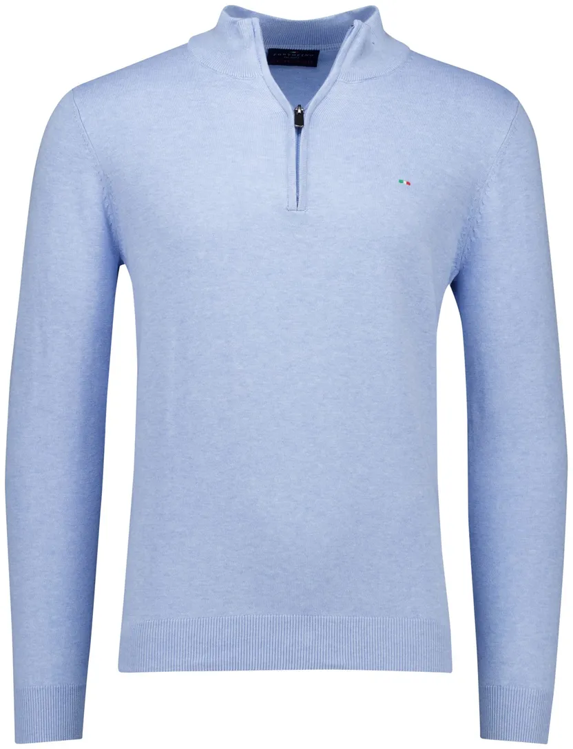Portofino Hince regular fit half zip trui lichtblauw gemêleerd