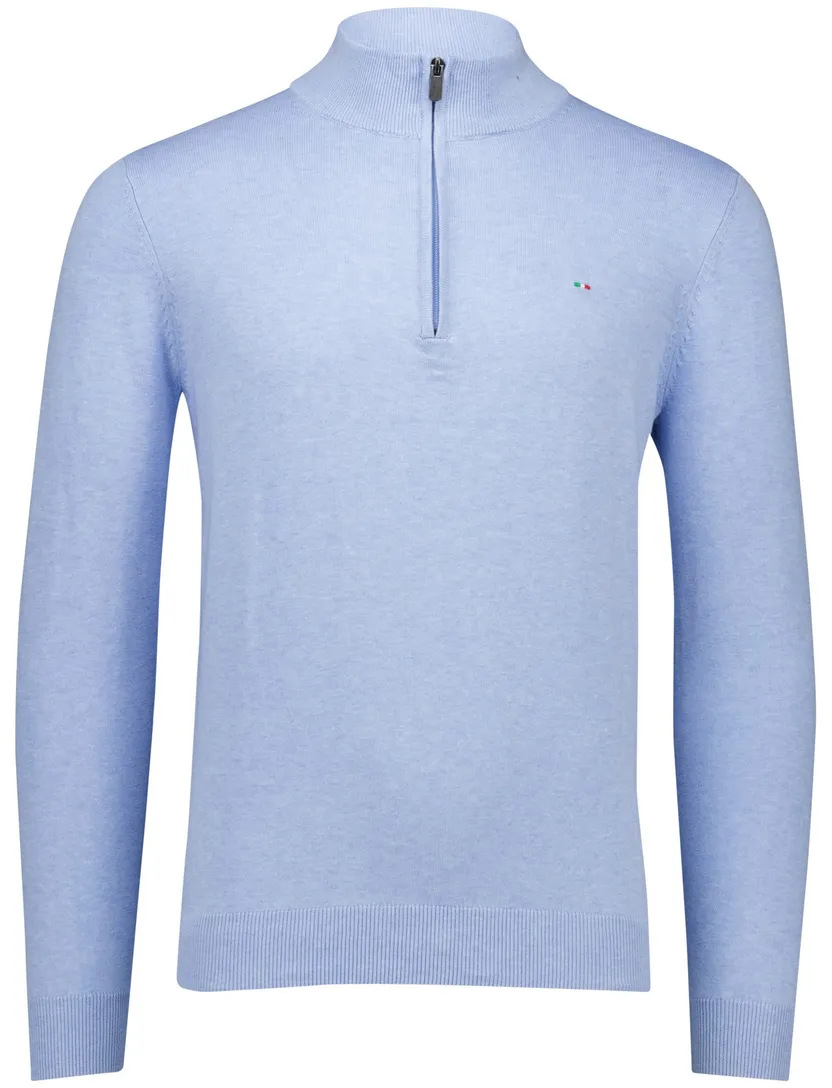 Portofino Hince regular fit half zip trui lichtblauw gemêleerd