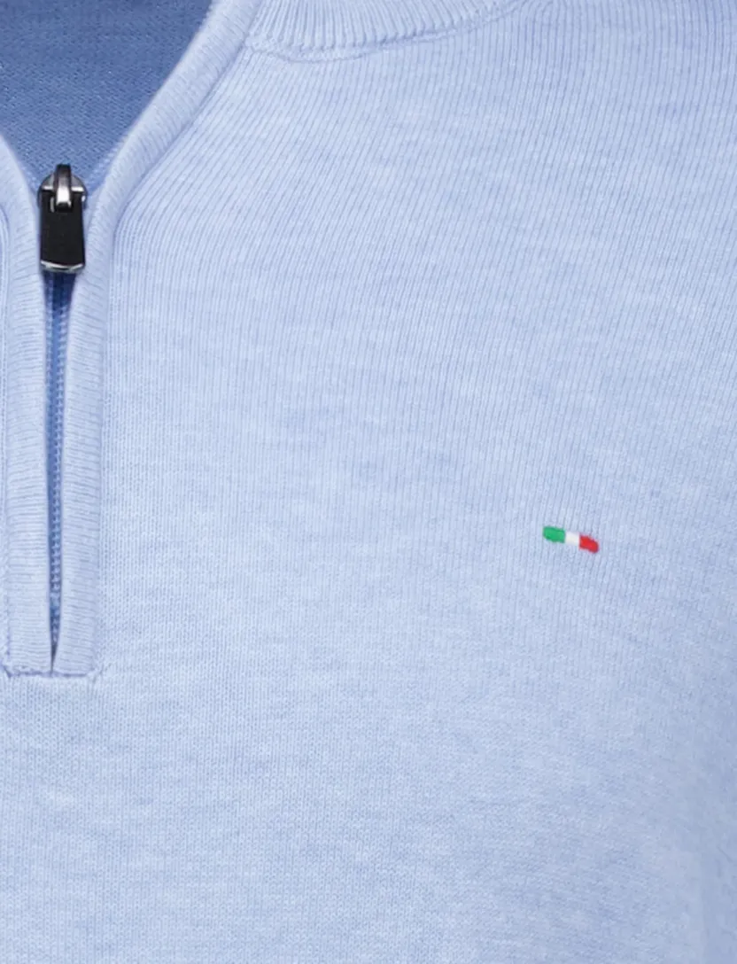 Portofino Hince regular fit half zip trui lichtblauw gemêleerd