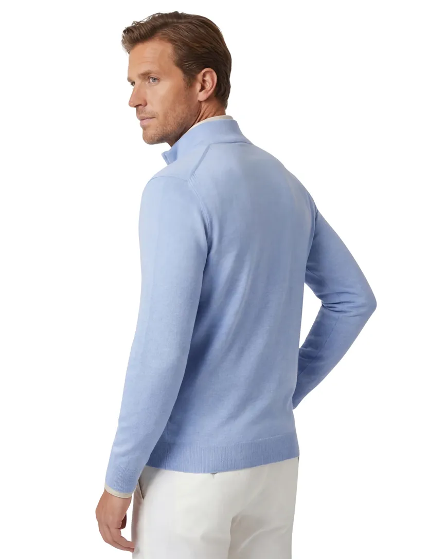Portofino Hince regular fit half zip trui lichtblauw gemêleerd