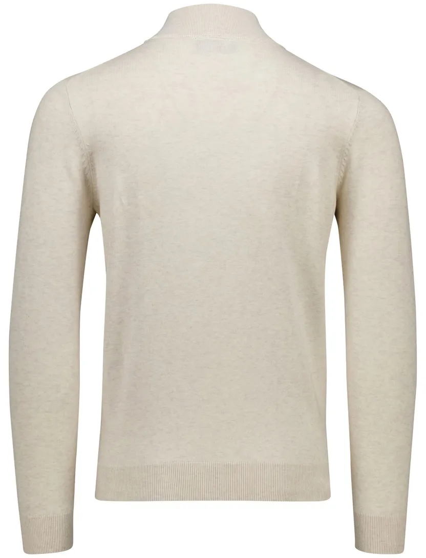 Portofino Hince regular fit half zip trui creme met boord