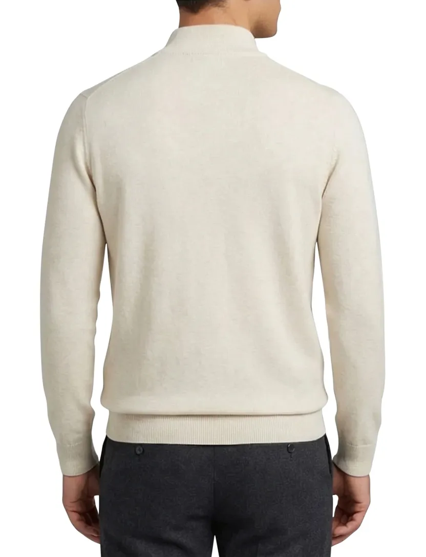 Portofino Hince regular fit half zip trui creme met boord