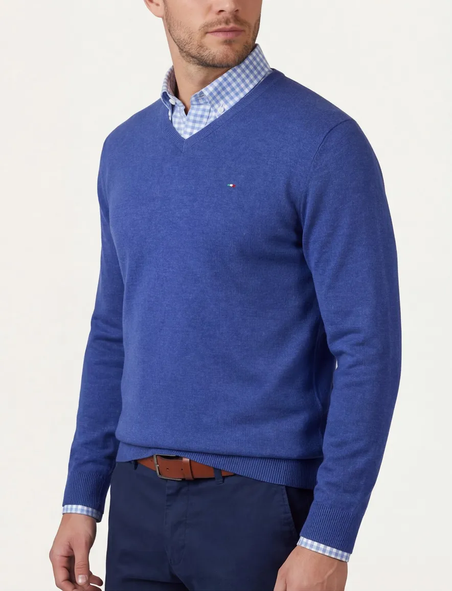 Portofino Vince V-neck Pullover Knit Blauw