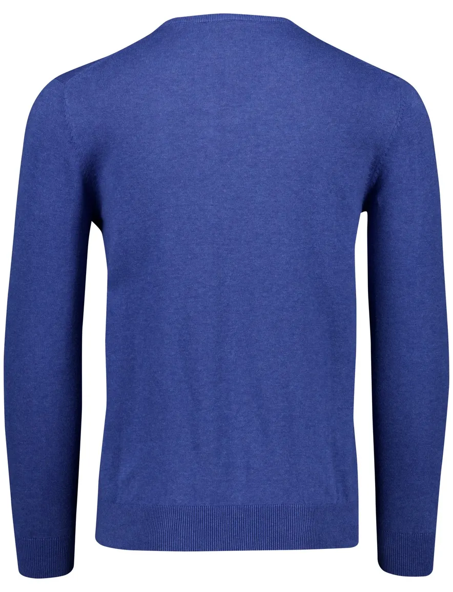 Portofino blauw effen v-hals normale fit katoen