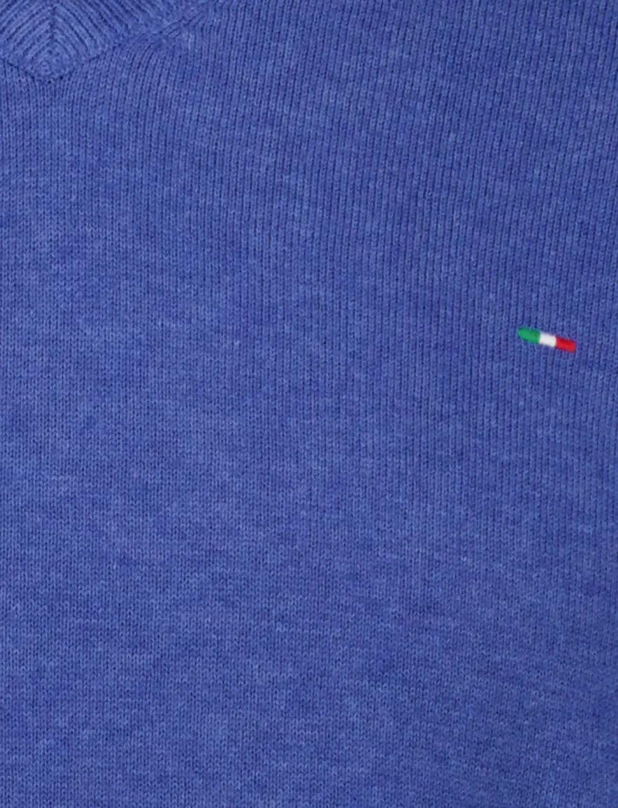 Portofino blauw effen v-hals normale fit katoen