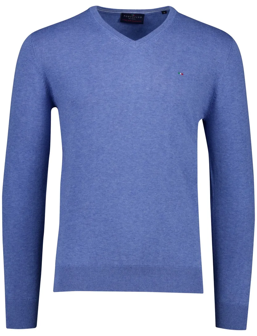 Portofino effen blauw normale fit katoen